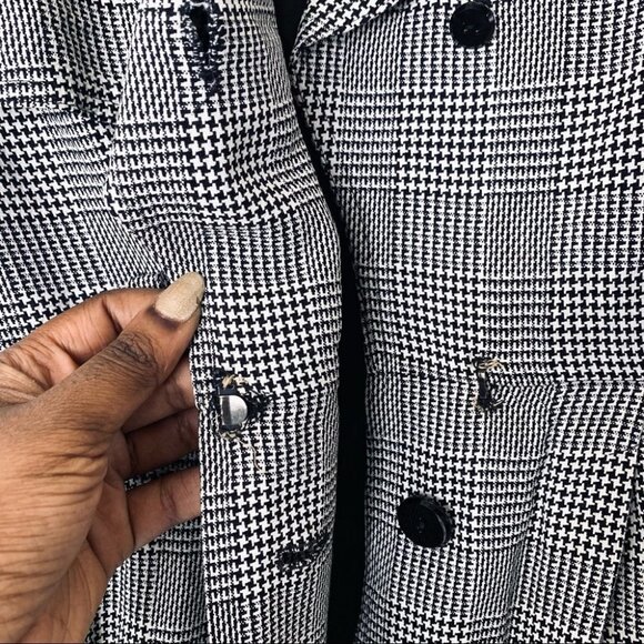 VINTAGE DANA BUCHMAN BLACK HOUNDSTOOTH BUTTON DOWN CLASSIC POCKET DRESS … - Picture 14 of 17